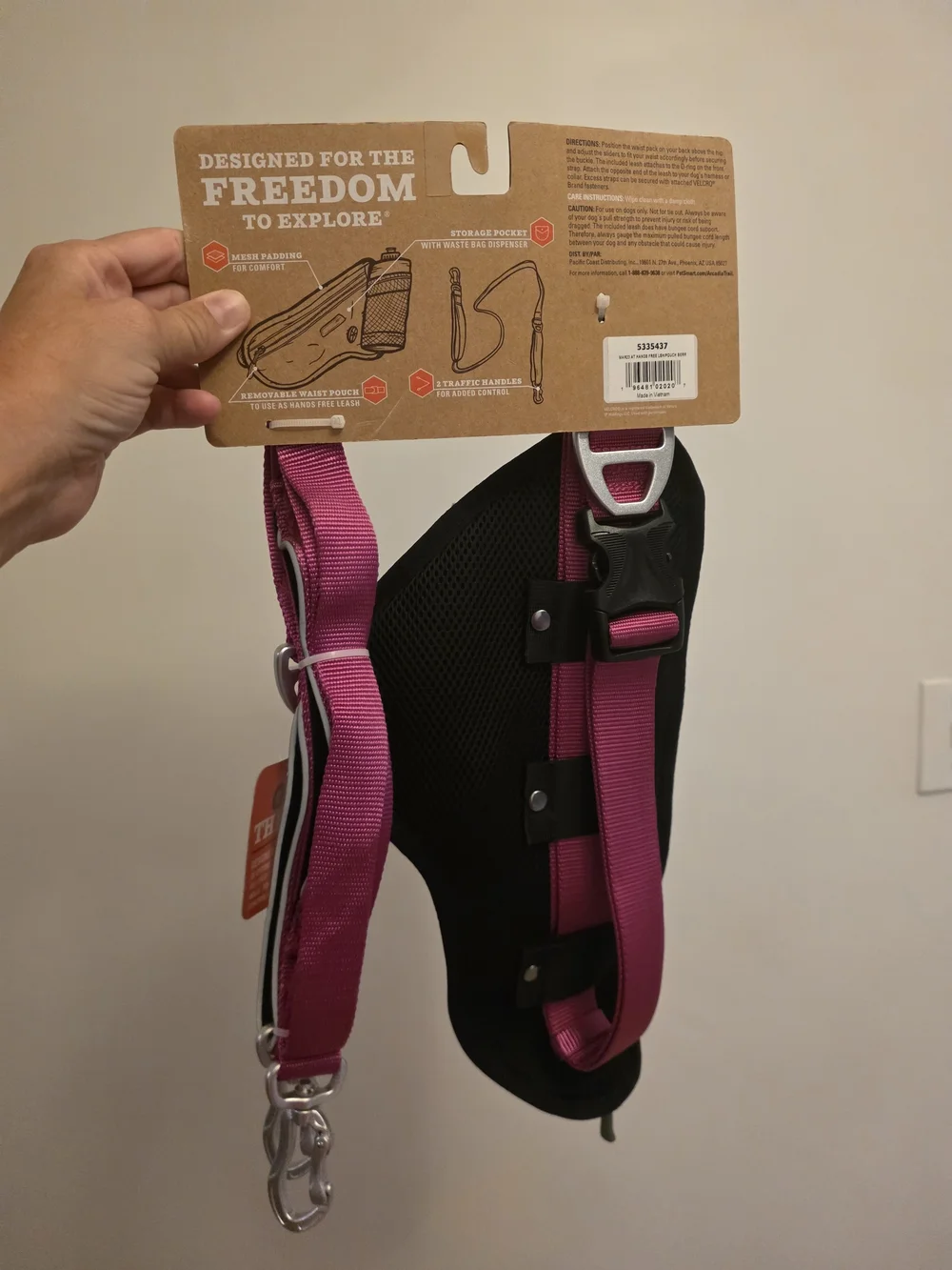 Arcadia Trail Pink and Gray Dog Leash & Waist Belt